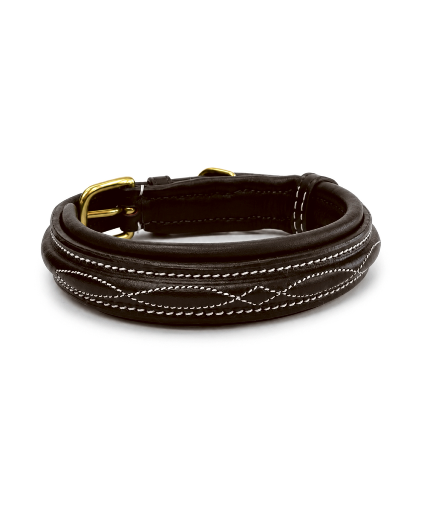 Vortex Fancy Stitch Leather Dog Collar