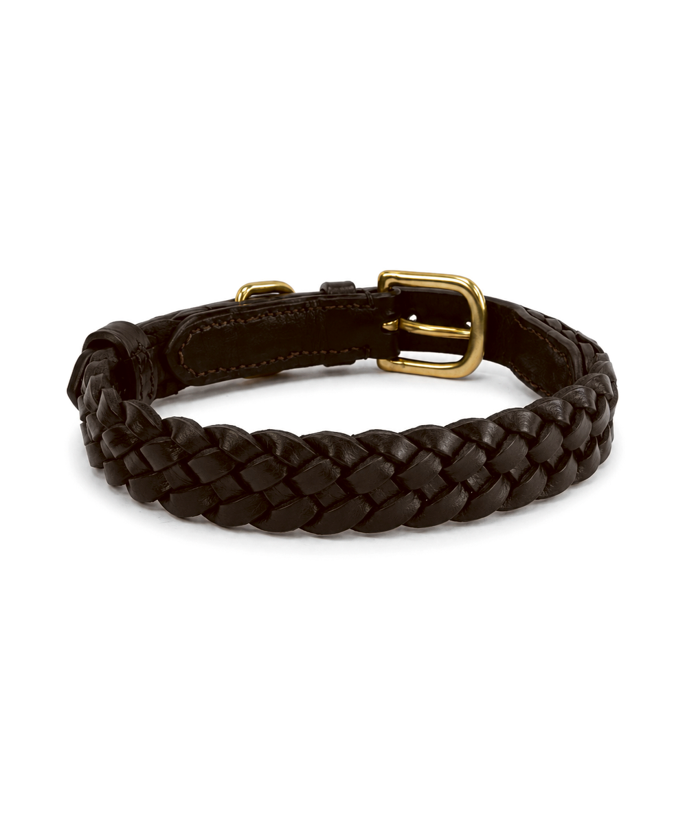 Vortex Plaited Leather Dog Collar